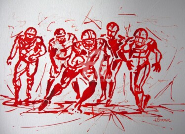 Disegno intitolato "football-americain-…" da Henri Ibara, Opera d'arte originale, Altro