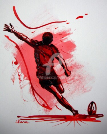 Dibujo titulada "Rugby N°14" por Henri Ibara, Obra de arte original, Tinta