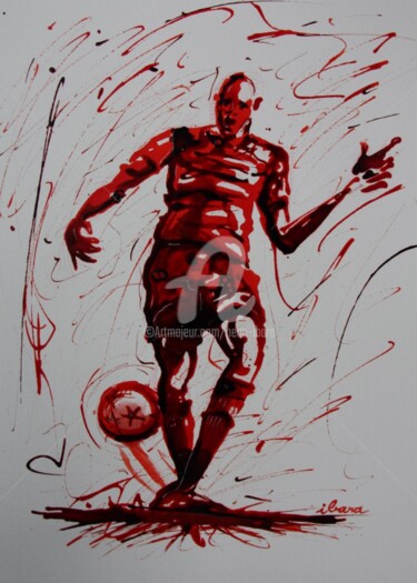 Рисунок под названием "football-n-45-dessi…" - Henri Ibara, Подлинное произведение искусства, Чернила