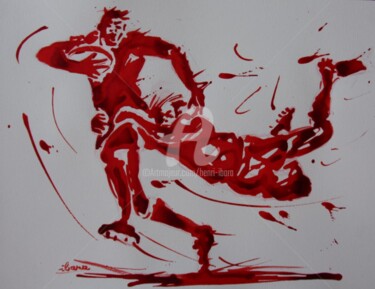 Desenho intitulada "rugby-n-17-dessin-d…" por Henri Ibara, Obras de arte originais, Tinta