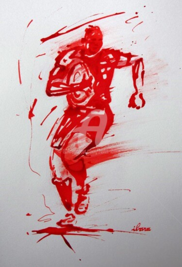 Drawing titled "Rugby N°20" by Henri Ibara, Original Artwork, Ink