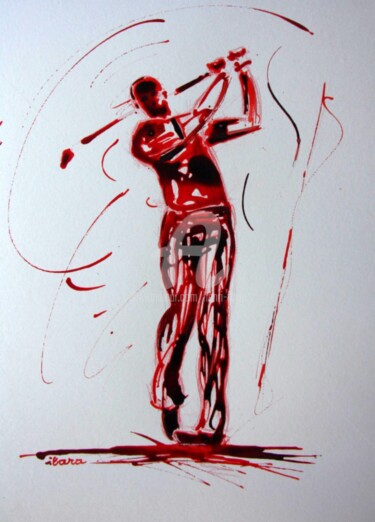 Drawing titled "golf-n-5-dessin-d-i…" by Henri Ibara, Original Artwork, Ink