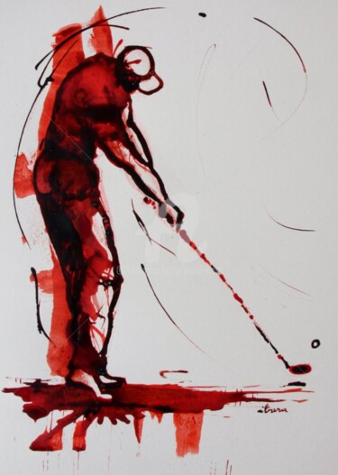 Dessin intitulée "golf-n-6-dessin-d-i…" par Henri Ibara, Œuvre d'art originale, Encre