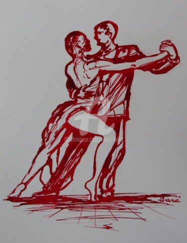 Dessin intitulée "tango-argentin-n-3-…" par Henri Ibara, Œuvre d'art originale, Encre