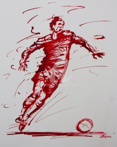 Disegno intitolato "football-n-50-dessi…" da Henri Ibara, Opera d'arte originale, Inchiostro