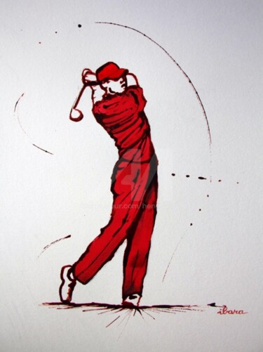 Drawing titled "golf-n-10-dessin-d-…" by Henri Ibara, Original Artwork, Ink