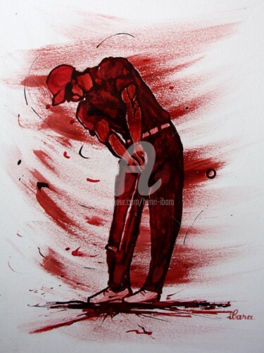 Drawing titled "golf-n-11-dessin-d-…" by Henri Ibara, Original Artwork, Ink