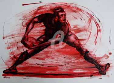 Disegno intitolato "Rugby N°23" da Henri Ibara, Opera d'arte originale, Inchiostro
