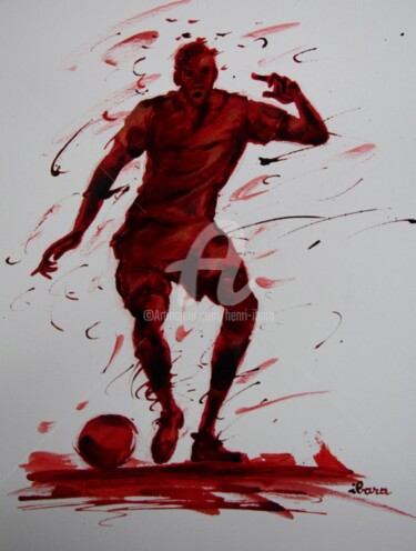 Dessin intitulée "football-n-56-dessi…" par Henri Ibara, Œuvre d'art originale, Encre