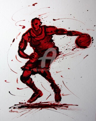 Zeichnungen mit dem Titel "basket-n-14-dessin-…" von Henri Ibara, Original-Kunstwerk, Tinte