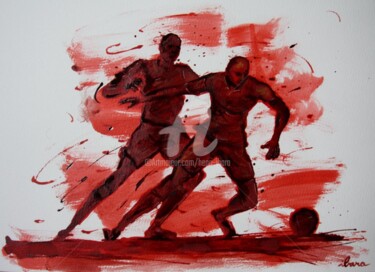 Disegno intitolato "football-n-61-dessi…" da Henri Ibara, Opera d'arte originale, Inchiostro