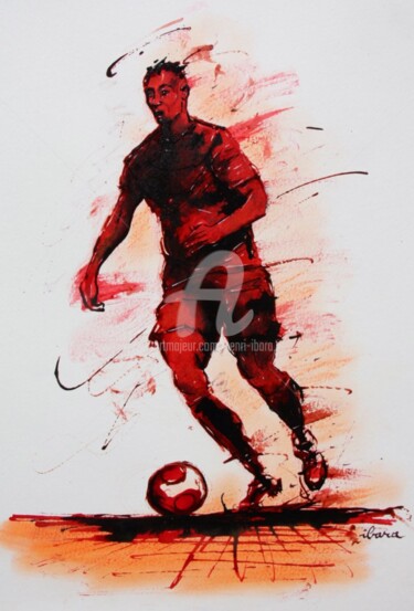 Drawing titled "football-n-63-dessi…" by Henri Ibara, Original Artwork, Ink