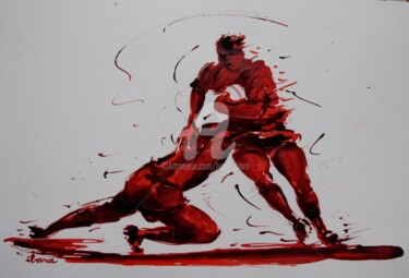 Disegno intitolato "rugby-n-33-dessin-d…" da Henri Ibara, Opera d'arte originale, Inchiostro