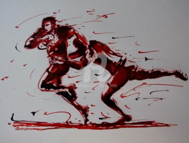 Dessin intitulée "rugby-n-35-dessin-d…" par Henri Ibara, Œuvre d'art originale, Encre