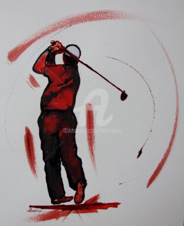 「golf-n-17-dessin-d-…」というタイトルの描画 Henri Ibaraによって, オリジナルのアートワーク, インク