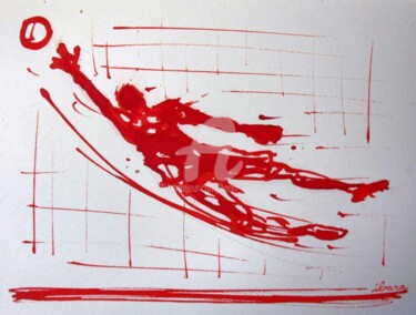 Rysunek zatytułowany „football-arret-gard…” autorstwa Henri Ibara, Oryginalna praca, Atrament