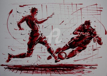 Σχέδιο με τίτλο "football-n-69-dessi…" από Henri Ibara, Αυθεντικά έργα τέχνης, Μελάνι