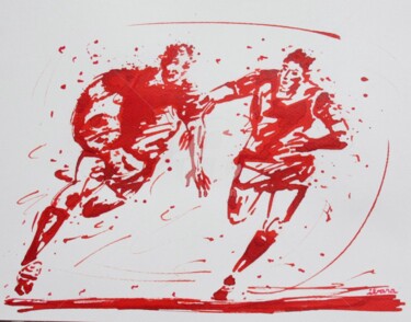 Dibujo titulada "rugby-n-37-dessin-d…" por Henri Ibara, Obra de arte original, Tinta