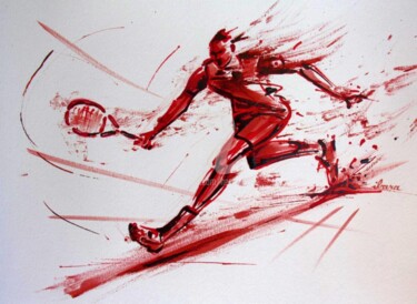 Zeichnungen mit dem Titel "tennis-n-11-dessin-…" von Henri Ibara, Original-Kunstwerk, Tinte