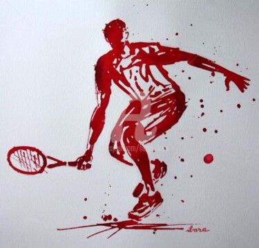 Drawing titled "tennis-n-12-dessin-…" by Henri Ibara, Original Artwork, Ink