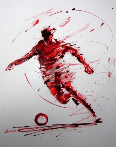 Disegno intitolato "football-n-72-dessi…" da Henri Ibara, Opera d'arte originale, Inchiostro