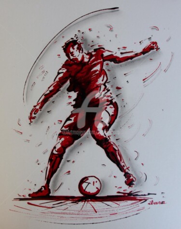 Disegno intitolato "football-n-74-dessi…" da Henri Ibara, Opera d'arte originale, Inchiostro