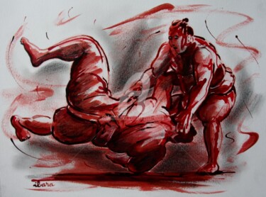 Drawing titled "lutteurs-de-sumo-de…" by Henri Ibara, Original Artwork, Ink