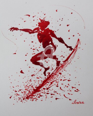 Рисунок под названием "surf-n-3-dessin-d-i…" - Henri Ibara, Подлинное произведение искусства, Чернила