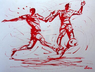 Dessin intitulée "foot" par Henri Ibara, Œuvre d'art originale, Encre