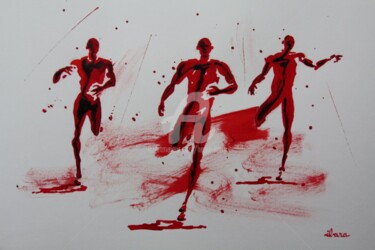 "Arrivée 100m" başlıklı Resim Henri Ibara tarafından, Orijinal sanat, Mürekkep