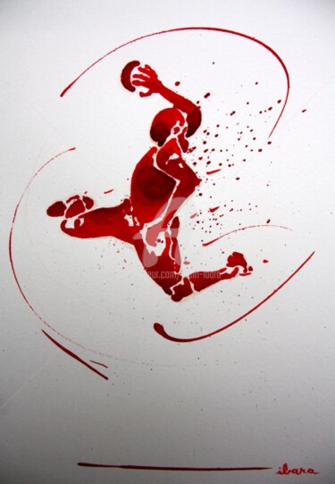 Dessin intitulée "handball-n-4-dessin…" par Henri Ibara, Œuvre d'art originale, Encre