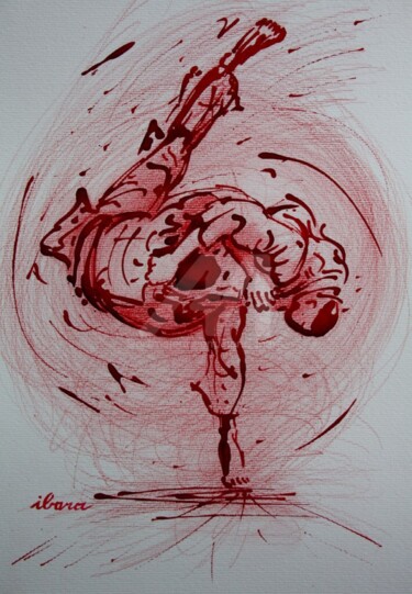 Disegno intitolato "judo-n-6-dessin-d-i…" da Henri Ibara, Opera d'arte originale, Inchiostro