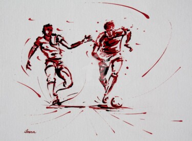 Dessin intitulée "football-n-79-peint…" par Henri Ibara, Œuvre d'art originale, Encre