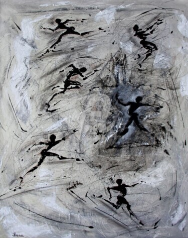 Картина под названием "mouvement-n-1-peint…" - Henri Ibara, Подлинное произведение искусства, Акрил