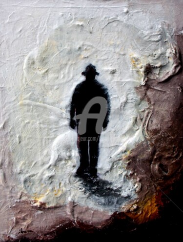 Картина под названием "Silhouette au chape…" - Henri Ibara, Подлинное произведение искусства, Масло Установлен на Деревянная…