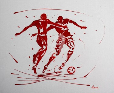 Desenho intitulada "football-n-80-encre…" por Henri Ibara, Obras de arte originais, Tinta