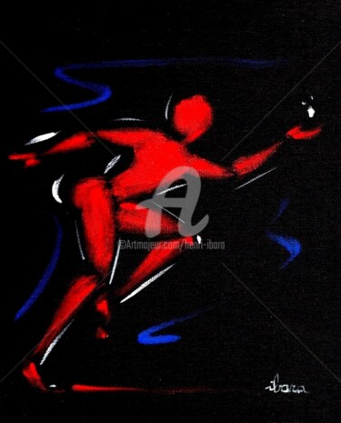 Painting titled "homme-rouge-peintur…" by Henri Ibara, Original Artwork, Acrylic