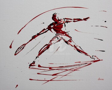 Disegno intitolato "tennis-n-19-peintur…" da Henri Ibara, Opera d'arte originale, Inchiostro