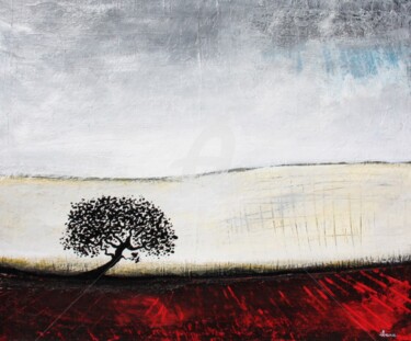 Painting titled "arbre-noir-desert-b…" by Henri Ibara, Original Artwork, Acrylic