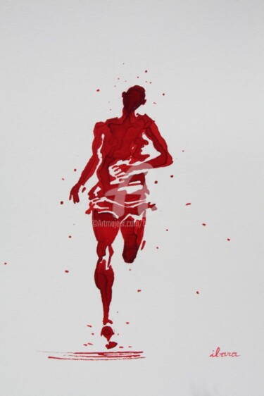 Drawing titled "coureur-de-marathon…" by Henri Ibara, Original Artwork, Ink