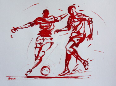 「Football N°87」というタイトルの描画 Henri Ibaraによって, オリジナルのアートワーク, インク