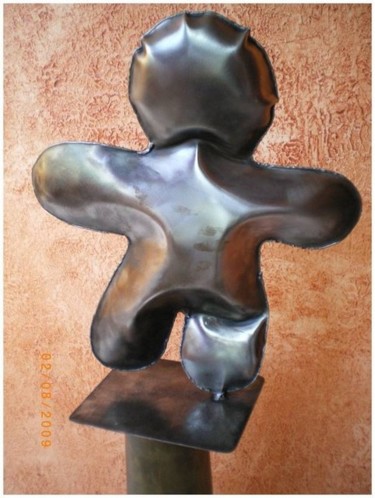 Sculpture titled "N°5 - Pti bonhomme" by Henri Iglesis, Original Artwork, Metals