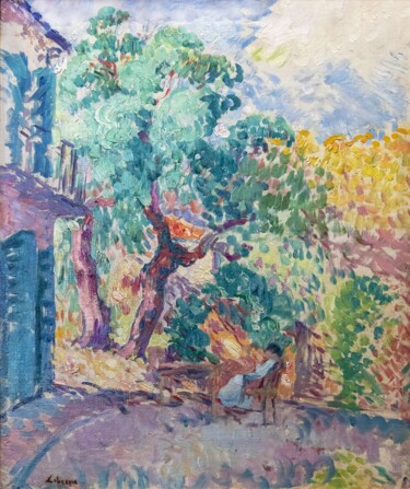Malerei mit dem Titel "Le jardin" von Henri Lebasque, Original-Kunstwerk, Öl