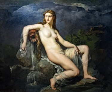 Pittura intitolato "La Source ou L'Eau" da Henri Lehmann, Opera d'arte originale, Olio