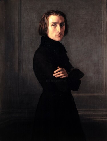 Schilderij getiteld "Portrait de Franz L…" door Henri Lehmann, Origineel Kunstwerk, Olie