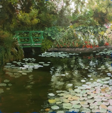 Malarstwo zatytułowany „"Chez Monet"” autorstwa Henri Lequerré, Oryginalna praca, Olej