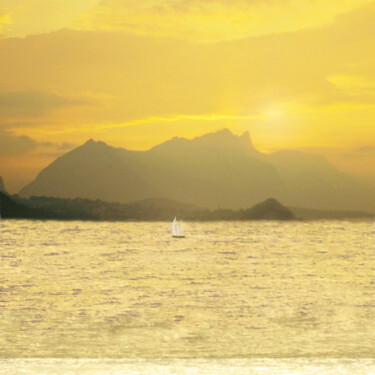 Photographie intitulée "Coucher de soleil a…" par Henri Odabas, Œuvre d'art originale, Photographie argentique