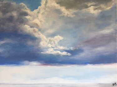 Peinture intitulée "nuages bleus sur me…" par Henri Papillon, Œuvre d'art originale, Huile