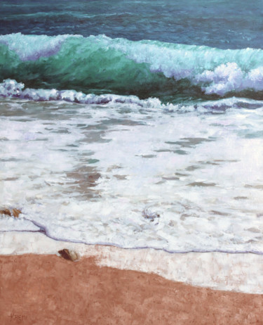 Peinture intitulée "La Plage" par Henri Remi, Œuvre d'art originale, Huile