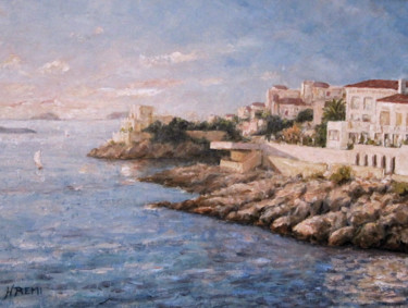 Painting titled "Soirée sur la Corni…" by Henri Remi, Original Artwork, Oil